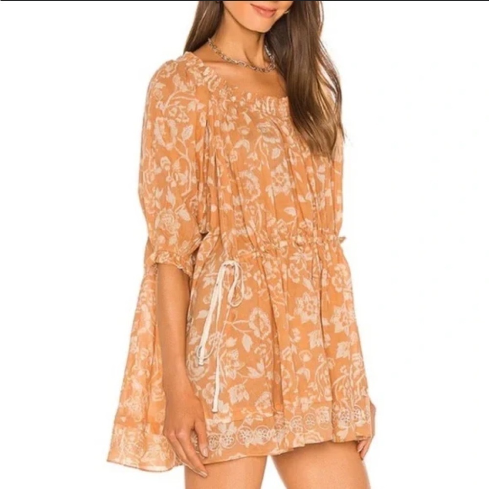 Free People Nora Nightie Dress in Straw Combo
